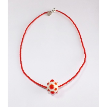 Šperky Murano Millefiori - Náhrdelník DORE - oranžovo-biely