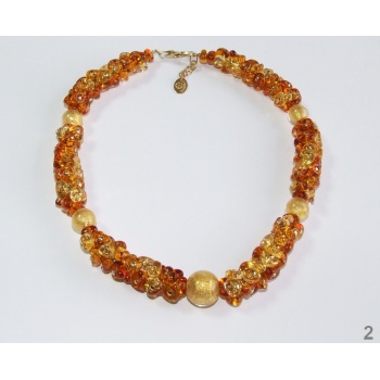Šperky Murano Millefiori - Náhrdelník ELEGANT - zlatý