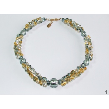 Šperky Murano Millefiori - Náhrdelník ELEGANT - šedo - zlatý