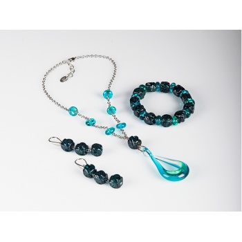 Šperky Murano Millefiori - Set ESTER  -  tyrkysova