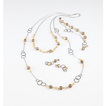 Šperky Murano Millefiori - Set EVELIN - žltý