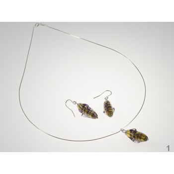 Šperky Murano Millefiori - GAIA SET - zlato - fialová