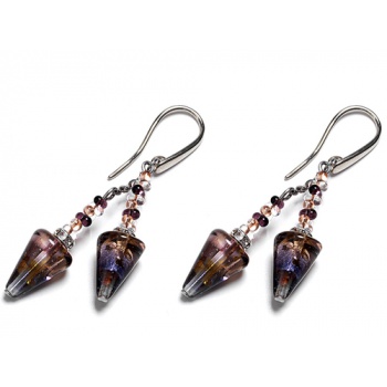 Šperky MURANO Antica Murinna  - GRETA náušnice - fialová