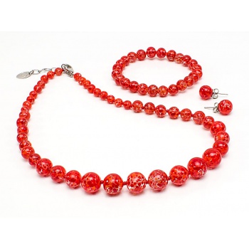 Šperky Murano Millefiori - Set HELENE - červený