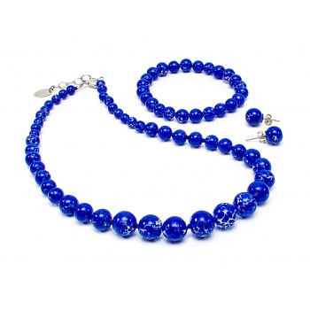 Šperky Murano Millefiori - Set HELENE - modrý