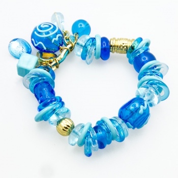 Šperky Murano Millefiori - Náramok IASMINA - tyrkysový