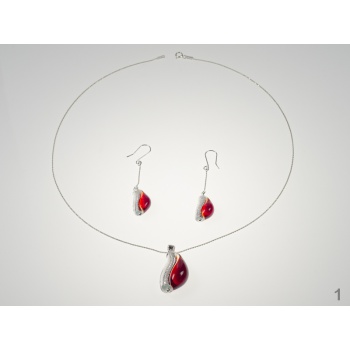 Šperky Murano Millefiori - Set IOANA -  červený