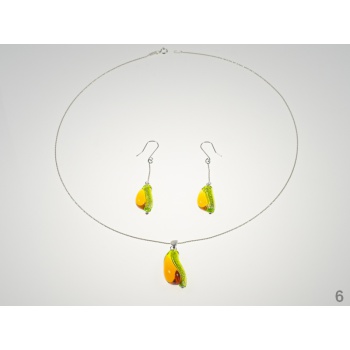 Šperky Murano Millefiori - Set IOANA - zeleno - oranžová
