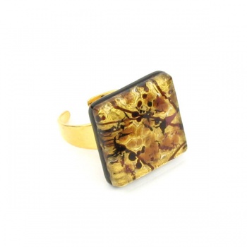 Šperky Murano Millefiori - Prsteň KATIA - zlato-fialový