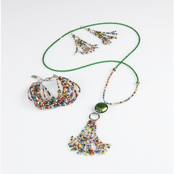 Šperky Murano Millefiori - Náhrdelník KUMARI - zelená