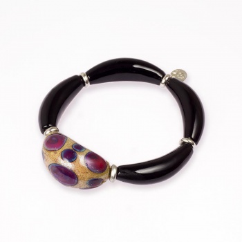 Šperky Murano Millefiori - LATOYA náramok - čierny