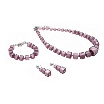 Šperky Murano Millefiori - Set LEONA - fialová