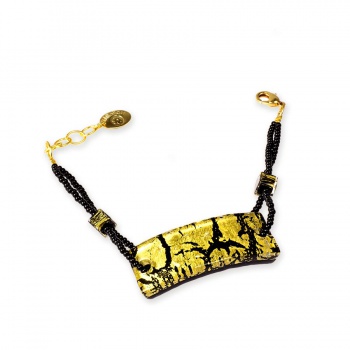 Šperky Murano Millefiori - Náramok LISE - čierno-zlatý
