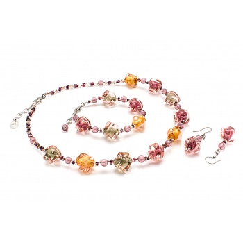 Šperky Murano Millefiori - Set CARMELA - ružový