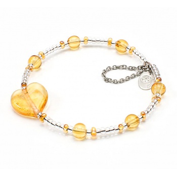 Šperky Murano Millefiori - Náramok LOVE - žltý