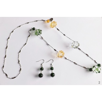 Šperky Murano Millefiori - LUCY set - zeleno - zlatý