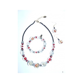 Šperky Murano Millefiori - Set LYDIA - červený