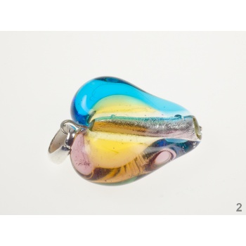 Šperky Murano Millefiori - Prívesok MENORA - modro-žlto-fialový