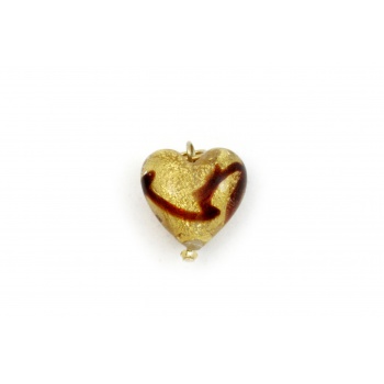 Šperky Murano Millefiori - Prívesok SRDCE FOIL - zlato-červené
