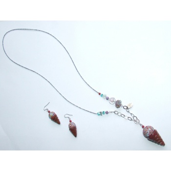 Šperky Murano Millefiori - Set ZMRZLINA - hnedo-modrá