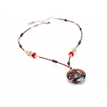Šperky Murano Millefiori - Náhrdelník ZURIE - červený