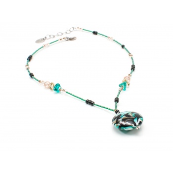 Šperky Murano Millefiori - Náhrdelník ZURIE - tyrkysový