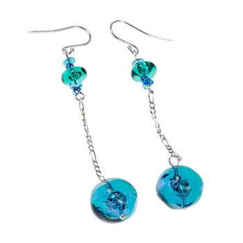 Šperky Murano Millefiori - Náušnice ADEONA - tyrkysové