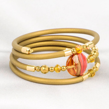 Šperky Murano Millefiori - Náramok MOON AMBER - zlatý