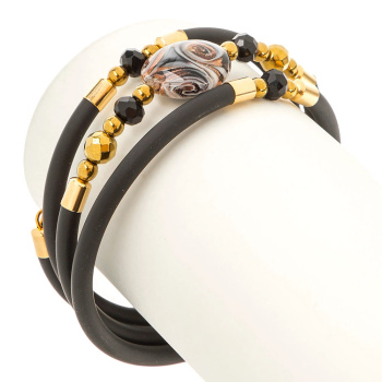 Šperky Murano Millefiori - Náramok MOON CHARCOAL - čierny