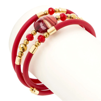Šperky Murano Millefiori - Náramok MOON CRIMSON - červený