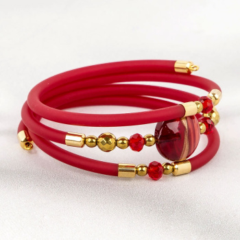 Šperky Murano Millefiori - Náramok MOON CRIMSON - červený