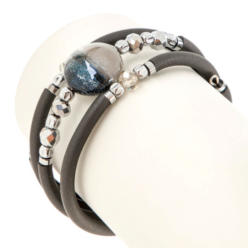 Šperky Murano Millefiori - Náramok MOON GRAPHITE - šedý