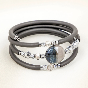 Šperky Murano Millefiori - Náramok MOON GRAPHITE - šedý