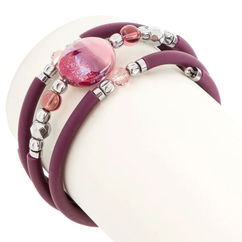 Šperky Murano Millefiori - Náramok MOON LILAC - fialový