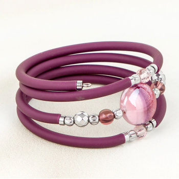 Šperky Murano Millefiori - Náramok MOON LILAC - fialový