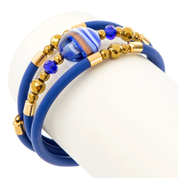 Šperky Murano Millefiori - Náramok MOON NAVY - modrý