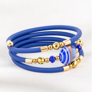 Šperky Murano Millefiori - Náramok MOON NAVY - modrý