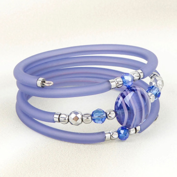 Šperky Murano Millefiori - Náramok MOON AMETHYST - fialovo modra