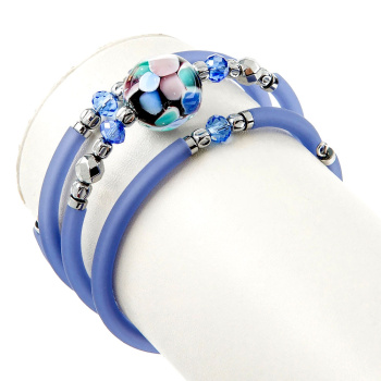 Šperky Murano Millefiori - Náramok MOON SKY - fialovo modra