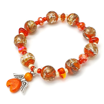 Šperky Murano Millefiori - Náramok ANGEL - červený