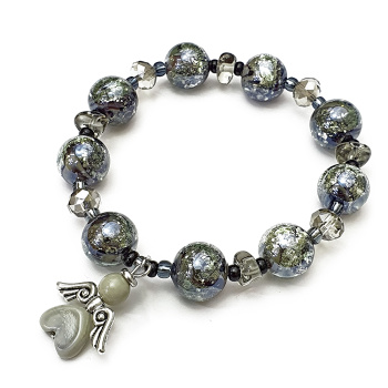 Šperky Murano Millefiori - Náramok ANGEL - šedý