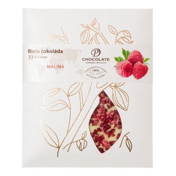 Ručne robené čokolády a pralinky - Tabuľková čokoláda - biela s malinami