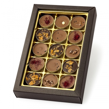 Ručne robené čokolády a pralinky - Bonboniéra Premium GoldCup 15 (120g)