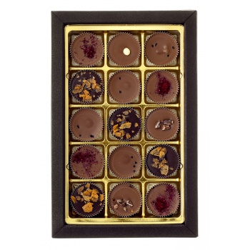 Ručne robené čokolády a pralinky - Bonboniéra Premium GoldCup 15 (120g)