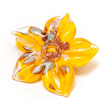 Šperky Murano Millefiori - Brošňa ASHLEY - žltá
