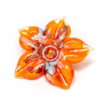 Šperky Murano Millefiori - Brošňa ASHLEY - oranžová