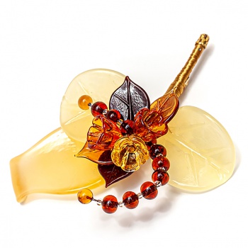 Šperky Murano Millefiori - Brošňa GRAZIELA - hnedá