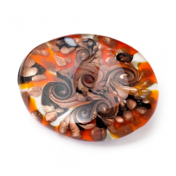 Šperky Murano Millefiori - Brošňa ARIADNE - oranžovo-červená