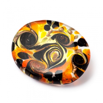 Šperky Murano Millefiori - Brošňa ARIADNE - oranžovo-čierna