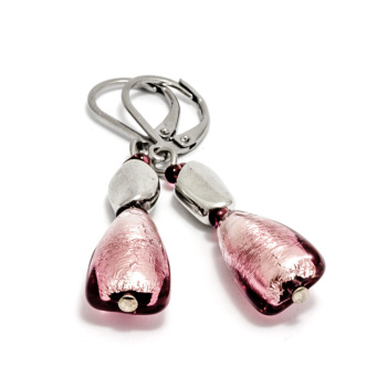perky Murano Millefiori - Náušnice ADA - fialové